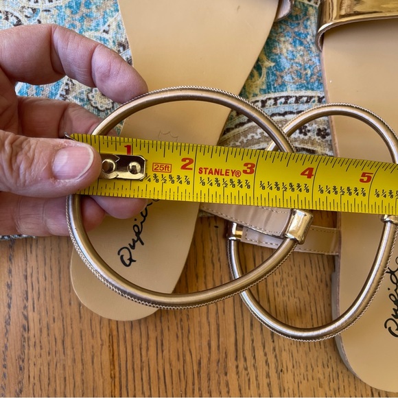 Qupid rose gold metallic elastic ankle flat sandal leather foot bed 8.5 - Picture 8 of 8